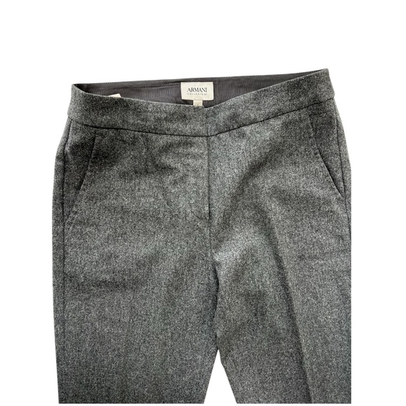 Armani Collezioni Dark Gray Wool Straight Leg Trousers with Cuffed Hem - Picture 4 of 11